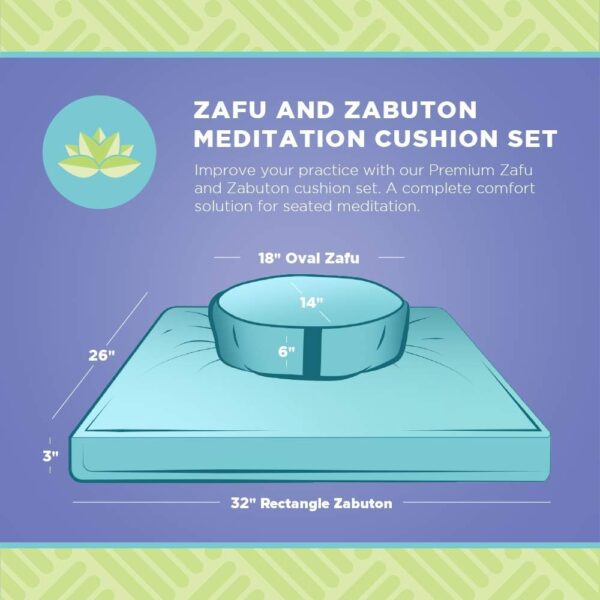 MEDITATION CUSHION SET - Zafu and Zabuton Meditation Pillows for Sitting on Floor, Yoga Cushion, Hemp Yoga Pillow, Zen Kneeling Prayer Pad- MADE IN USA - Round or Oval