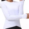 Women's Long Sleeve Compression Shirts Workout Tops Cross Hem Athletic Running Yoga T-Shirts with Thumb Hole