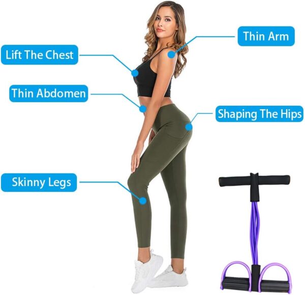 Multifunction Tension Rope, 6-Tube Elastic Yoga Pedal Puller Resistance Band, Natural Latex Tension Rope Fitness Equipment, for Abdomen/Waist/Arm/Leg Stretching Slimming Training
