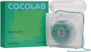Cocofloss Woven Dental Floss, Dentist-Designed Oral Care, Mint, Waxed, Expanding, Vegan, Kid-Friendly String Floss with Coconut Oil, 1 Spool (33 yd)