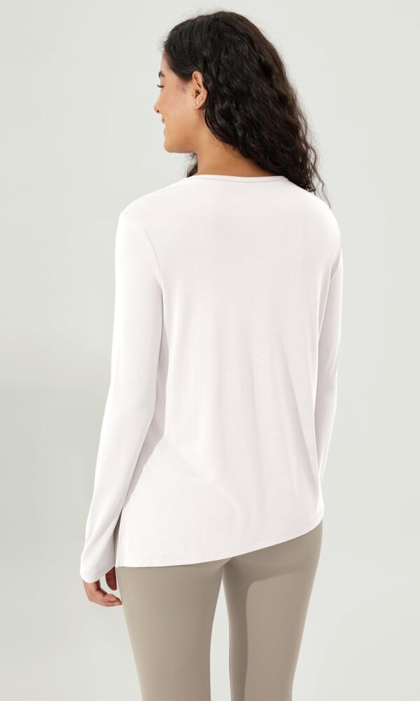 ODODOS Split Hem Long Sleeve Tee for Women Modal Soft Crew Neck Athletic Gym Workout Tops Yoga Shirts