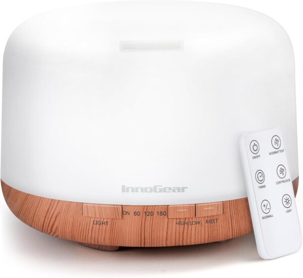 InnoGear 500ml Essential Oil Diffuser with Remote Control, Premium Ultrasonic Aromatherapy Diffusers Scent Humidifier Vaporizer Auto-Off Timer for Large Room Home, Yellow