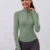 LOMON Womens Long Sleeve Workout Tops Quick Dry Quarter Zip Pullover Crop Yoga Athletic Slim Fit Shirts