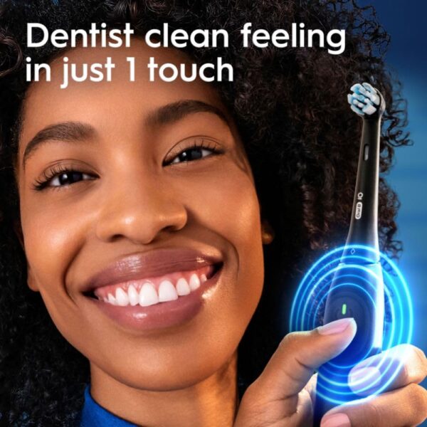 Oral-B iO Series 2 Rechargeable Electric Powered Toothbrush, Night Black with 1 Gentle Care Brush Head - Automatic Pressure Sensor to Protect Gums - 3 Modes - 2 Min Timer