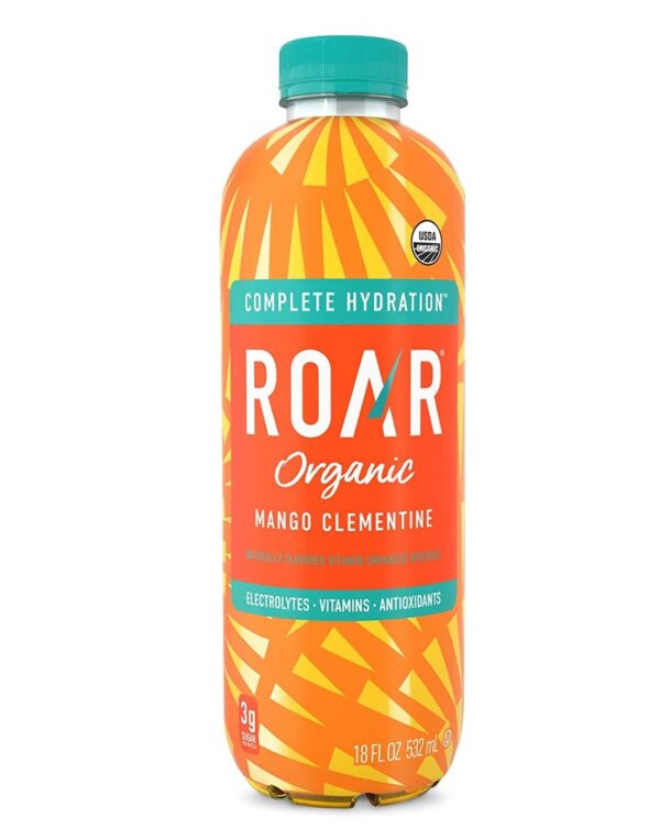 Roar Organic Electrolyte Infusions - 4-Flavor Variety Pack - with Antioxidants, B Vitamins, Low-Sugar, Coconut Water Infused Beverage 18 Fl Oz with Oasis Snacks Sticker (4 Flavor Variety, Pack of 8)