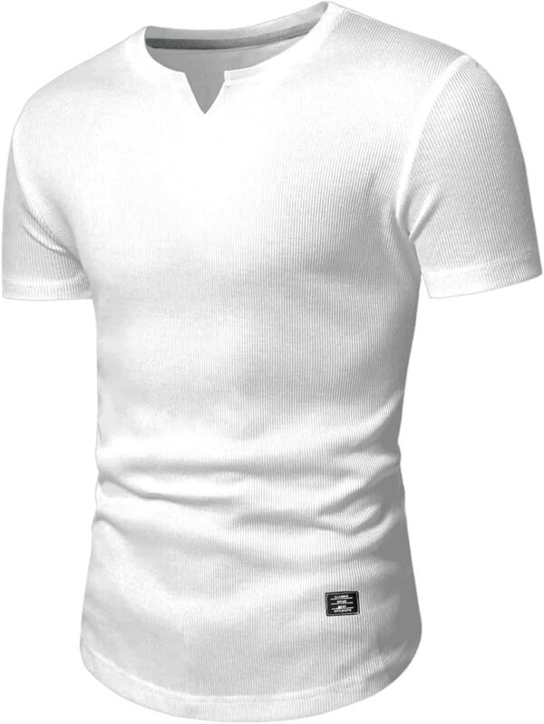 JMIERR Mens Muscle Slim T Shirt V-Neck Longline Henley Shirt Gym Workout Athletic Tee Shirts