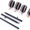 Spreader Bar Heavy Duty Stainless Steel Expandable Black Bar Home Gym with 4pcs Furry Purple Adjustable Strap,Sports Aid Training Fitness Gear Pilates Aid Kit,Yoga Set (Black+Rose-Gold PU Kit)