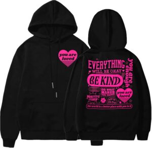 TAOHONG You Are Loved Women's Graphic Hoodies Preppy Sweatshirts Mental Health For Teen Girls Drawstring Pullover Tops