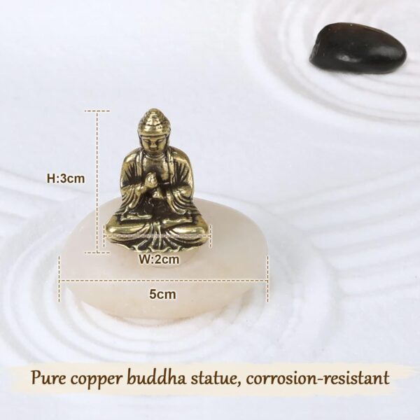 Zen Garden Kit for Office Desk, Japanese Meditation Decor Sand Art with Tray/Buddha Statue/Handmade Ceramic Lotus Incense Holder/Zen Accessories, Spiritual Gift for Women Men Yoga Mind Relaxation