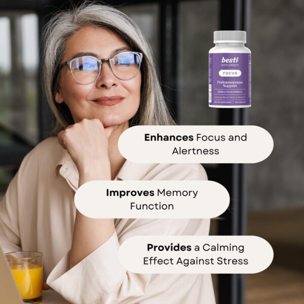 Besti Supplements Focus - Perimenopause Support with Focus+ Formula, 60 Capsules | Boosts Mental Clarity, Memory & Cognitive Function