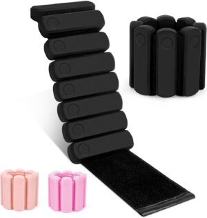 Wrist & Ankle Weights set of 2 (1lb each), Adjustable Silicone Weighted Bangles for Men and Women, Suitable for Arm & Leg Workout, Yoga, Pilates, Dance, Barre, Gym, Aerobics.