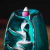 INONE Ceramic Incense Burner with 100 Upgraded Cones, Waterfall Backflow Incense Holder, Aromatherapy Ornament, Zen Decor, Home Decor, Room Decor (Cyan)