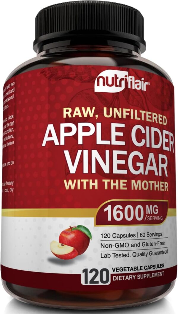 Apple Cider Vinegar Capsules with The Mother - 120 Vegan ACV Pills - Best Supplement for Healthy Weight Loss, Diet, Keto, Digestion, Detox, Immune - Powerful Cleanser & Appetite Suppressant Non-GMO
