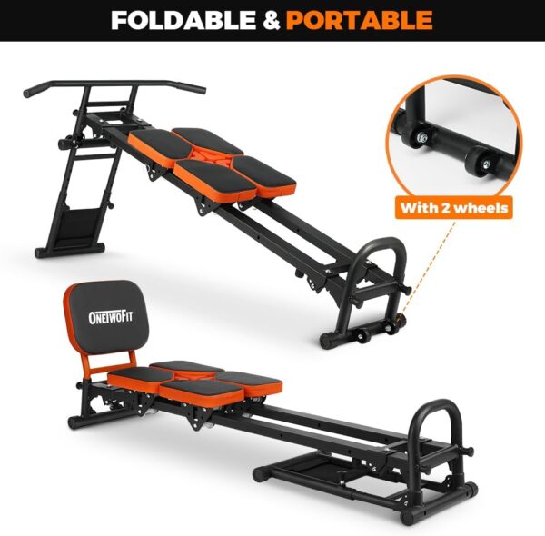 ONETWOFIT Multifunctional Indoor Home Gym Workout, Foldable Total Full Body Strength Training Fitness Exercise Equipment, All in one Workout Station with 4 Resistance Levels Over 80 Exercise Options