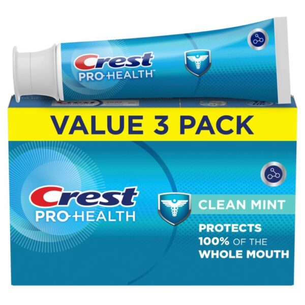 61zz00UZCDL._SL1000_.jpg Crest Pro-Health Clean Mint Toothpaste (4.3oz) Triple Pack