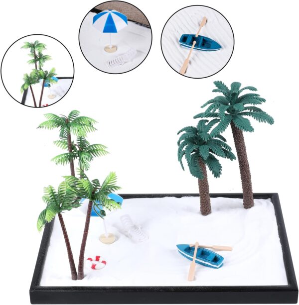 Zen Garden Kit 11x8 with White Sand Japanese Mini Beach Zen Sand Artificial Bonsai Tree Rocks Rakes and Accessories for Prayer,Home,Office Desk Zen Sand Garden,Sand Tray Meditation Room