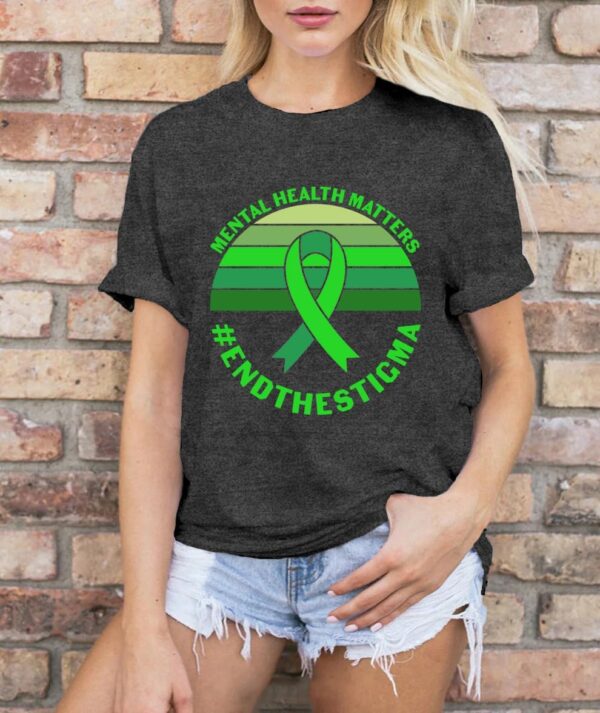 LBP Womens Green Ribbon Shirt Mental Health Matters End The Stigma T-Shirt Green Ribbon Activist Tee Tops