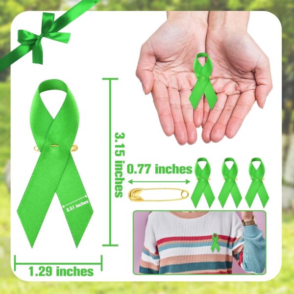 Halatool 100 PCS Mental Health Awearness Ribbon with Safty Pins for World Mental Health Day Green Ribbon Pins for Charity Public & Social Event