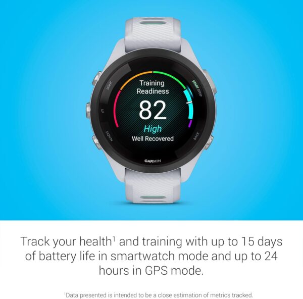 Garmin Forerunner 265S Advanced Multisport Touchscreen Smartwatch, Whitestone | Heart Rate Monitor, Training Stats, Daily Suggested Workouts, Up to 15 Day Battery Life with Signature Gift Bundle