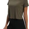 Mippo Workout Tops for Women Cropped Split Back Athletic Gym Exercise Shirts Loose Fit