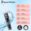 Rechargeable Tooth Polisher Kit for Daily Cleaning, Whitening and Polishing, Electric Dental Teeth Polisher with LED Light, 5 Brush Heads, 5 Speed Modes, Waterproof