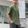 Men's Cotton T-Shirts Oversized Unisex Short Sleeves Casual Loose Wash Solid Basic Tee Tops