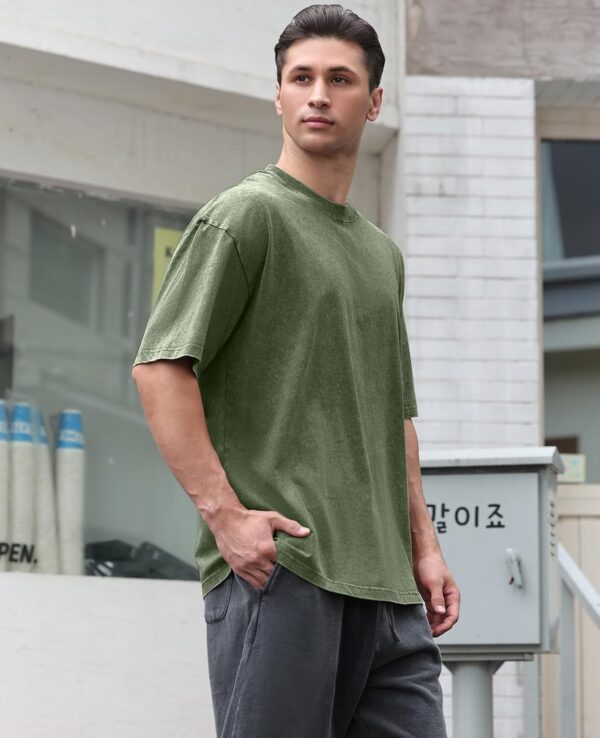 Men's Cotton T-Shirts Oversized Unisex Short Sleeves Casual Loose Wash Solid Basic Tee Tops