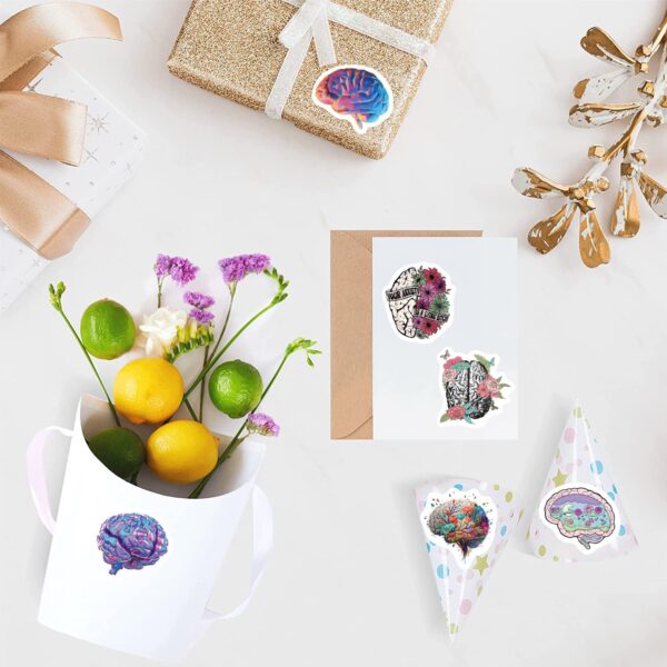 500 Pieces（10 Patterns） Brain Mental Health Stickers Colorful Fashion Graffiti Adhesive Seals for Kids Teens Adults Water Bottles Laptop Suitcase Birthday Party Supplies Halloween Decoration