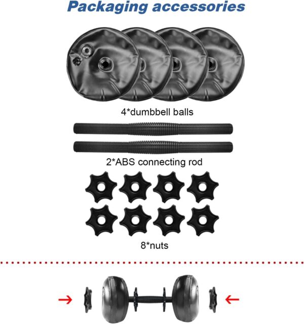 Water Filled Dumbbells Set - Water Filled Weights - Portable Travel Weights - Weights Adjustable Dumbbells - Portable Fitness Equipment - Strength Training - Fitness and Shaping
