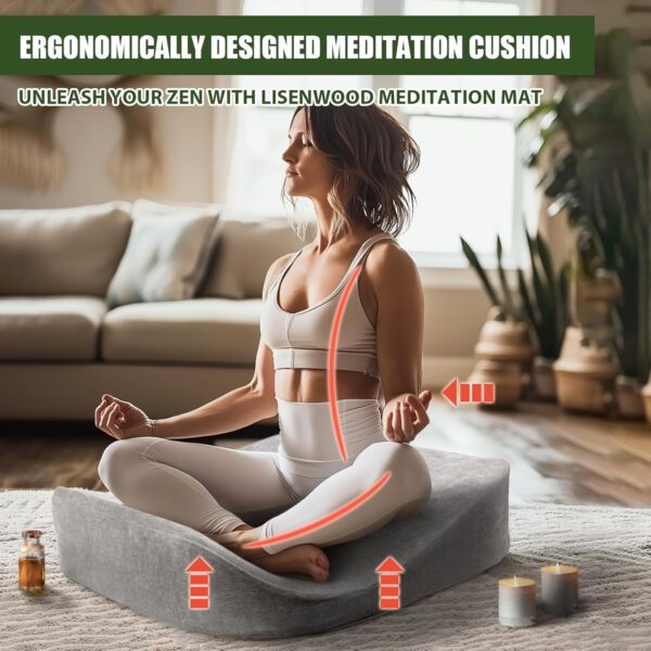 Meditation Cushion - Floor Pillow For Women,Large Comfortable Meditation Pillow, Foam Floor Cushion Seating For Adults - Premium Yoga Pillows For Adults Meditation Gifts For Women,Men,Gray