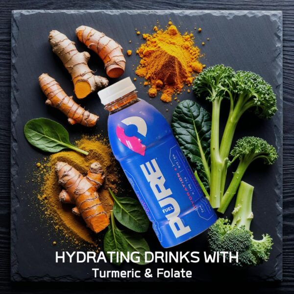 Pure Fuel Hydration Drinks Watermelon Blast - Plant-Based Healthy Electrolyte Drinks with B-Vitamins - No Added Sugar - 12 Pack x 16.9 fl oz Bottles