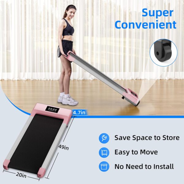Under Desk Walking Pad Treadmill for Home Office, Intelligent Walk Mat with APP and Remote Control, Portable Exercise Workout Equipment, Super Quiet Walking Jogging Running Machine