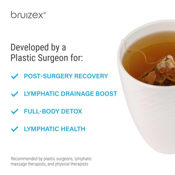 Bruizex Lymphatic Natural Herbal Tea, Lymphatic Drainage, Ginger Blend for Lymphatic System Health, Post Surgery Recovery Liposuction, BBL, Tummy Tuck, Lipedema & Lymphedema, 30-Pack