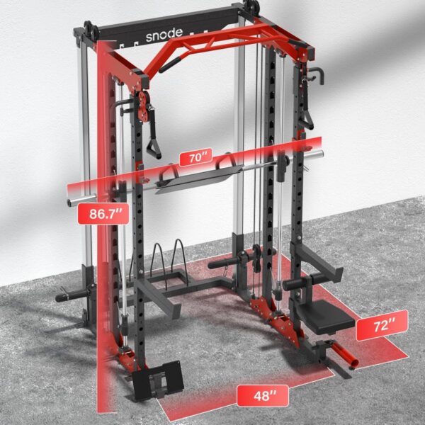 ALL10 Smith Machine for Home Gym, Power Rack with Cable Crossover, Squat Rack with Leg Press and Advanced LAT Pull-Down, 2000LB Weight Capacity