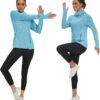 Soneven Women's Fleece Running Pullover Winter Outdoor Thermal Sweatshirts Cold Weather Ski Hiking Shirts With Thumbholes