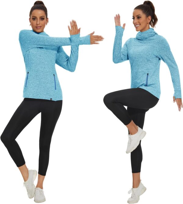 Soneven Women's Fleece Running Pullover Winter Outdoor Thermal Sweatshirts Cold Weather Ski Hiking Shirts With Thumbholes