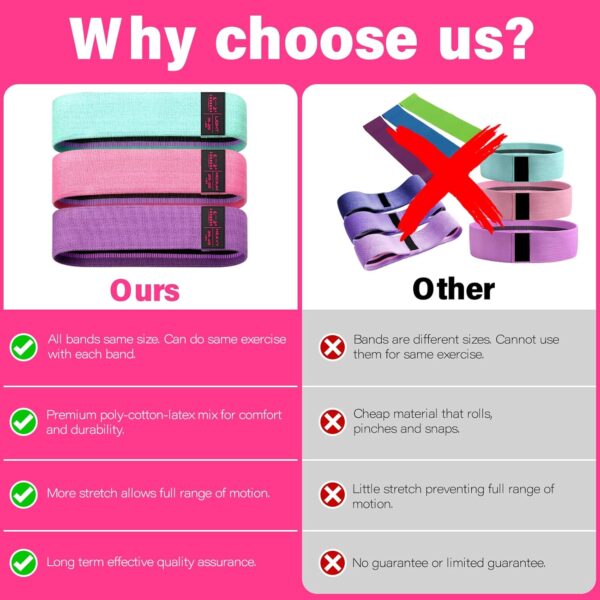 Fabric Resistance Bands for Working Out - Exercise Bands for Women and Men, Booty Bands for Legs and Butt, Yoga, Pilates, Rehab, Fitness and Home Workout