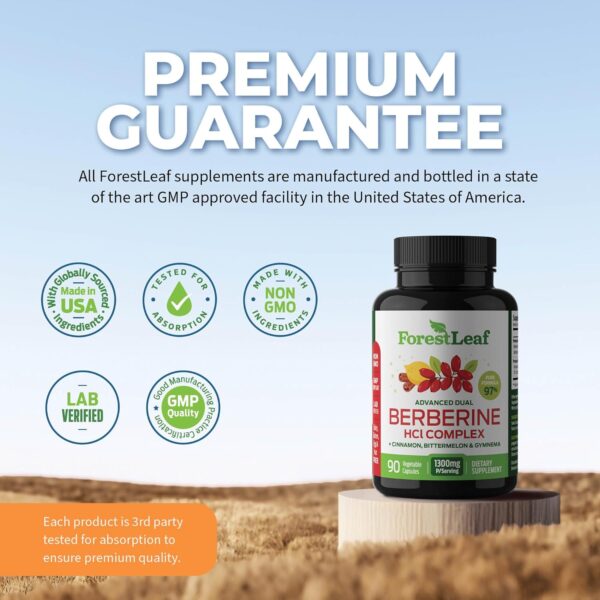 Berberine Supplement 1300mg per Serving- 97% Tested Ultra High Potency Berberine HCl with Ceylon Cinnamon, Bitter Melon & Gymnema, 10:1 Extract Berberis Supplements, Weight Management, 90 Veggie Caps