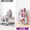 Yoga Mat Storage Rack, Home Gym Storage Rack Yoga Mat Holder, VOPEAK Workout Storage for Yoga Mat, Foam Roller, Gym Organizer Gym Equipment Storage for Home Exercise and Fitness Gear (Metal)