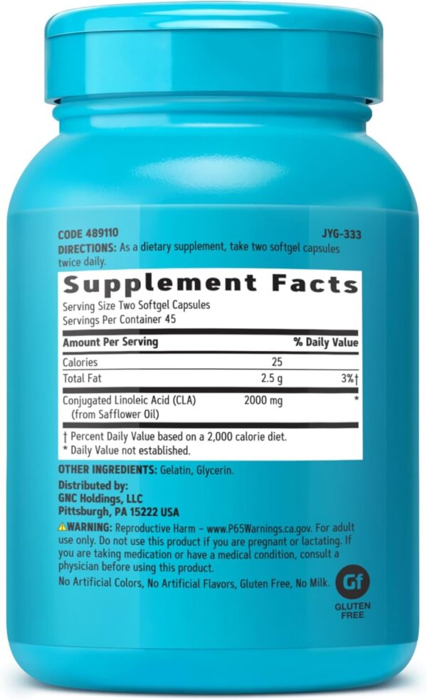 GNC Total Lean CLA | Improves Body Composition & Lean Muscle Tone, Fuels Fat Metabolism & Energy Without Stimulants | Gluten Free | 90 Softgels