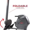 Sunny Health & Fitness Multi-Function Premium Magnetic Rowing Machine, Bicep Curls, Upward Rows, Seated Rows, Foldable Slide Rails, Digital Monitor and Optional Bluetooth with Free SunnyFit App