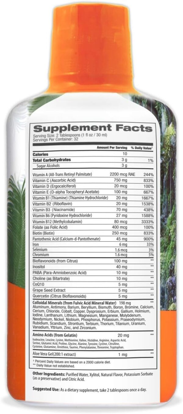 Tropical Oasis Mega Plus - Liquid Multivitamin and Mineral Supplement – Includes 85 Vitamins & Minerals, 20 Amino Acids + CoQ10, Grape Seed Extract & Organic Aloe Vera - 32oz, 32 Servings, 33460