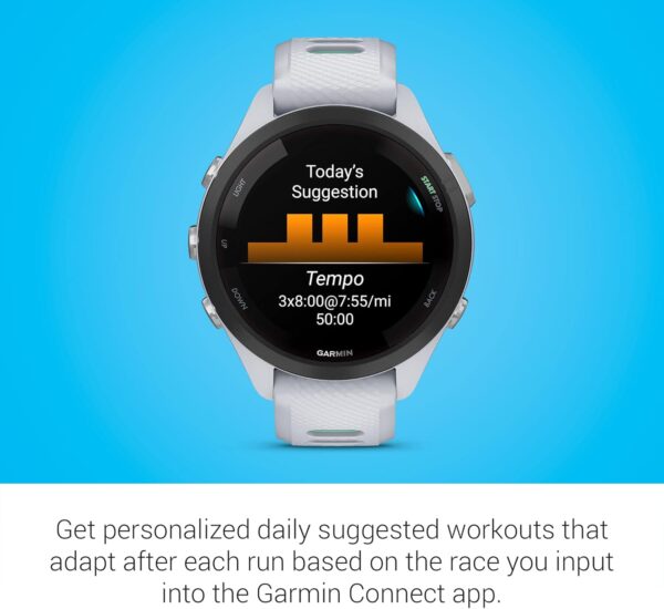 Garmin Forerunner 265S Advanced Multisport Touchscreen Smartwatch, Whitestone | Heart Rate Monitor, Training Stats, Daily Suggested Workouts, Up to 15 Day Battery Life with Signature Gift Bundle