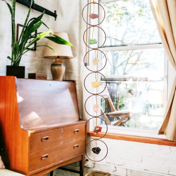 7 Crystal Gemstone Wall Hanger Decor, Large Raw Chakra Crystal Gemstones, Window Meditation Hanging Ornament, Home Decorations for Yoga Meditaion, Gifts for Christmas Ornaments/Birthday (1PC)