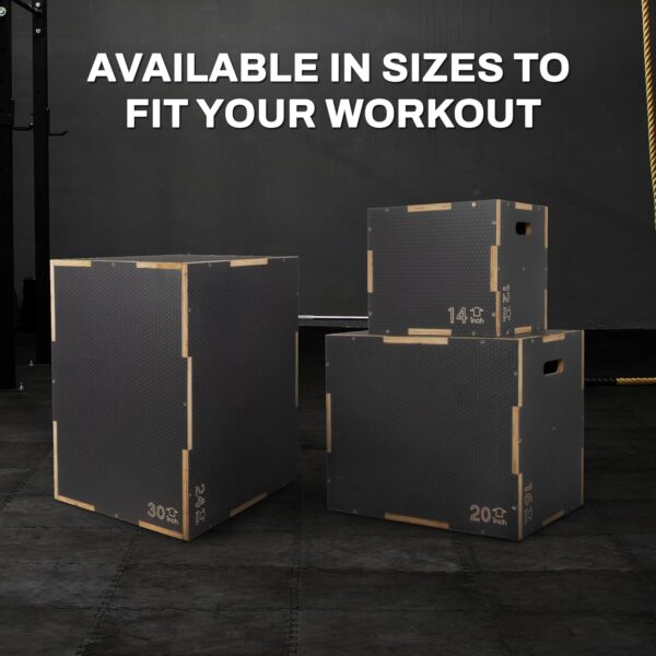 3 in 1 Non-Slip Wooden Plyo Box Plyometric Box Jumping Exercise, Multiple Sizes
