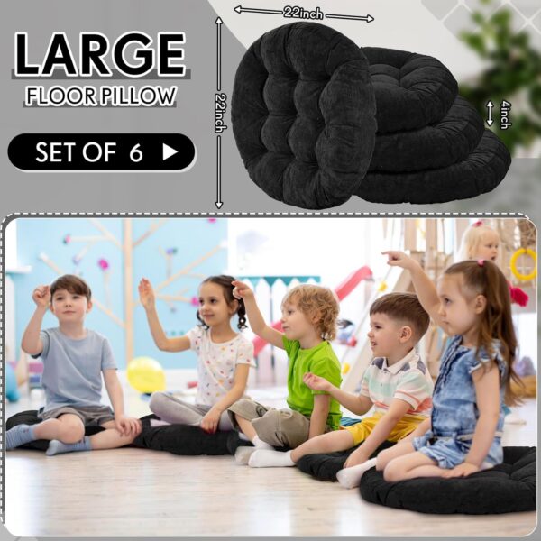 Jerify Round Floor Pillows Cushions 22 x 22 Inch Meditation Floor Pillow Large Floor Pillow for Kids Adults Meditation Cushion Large Pillows for Floor Seating Gift for Christmas (Black,6 Pcs)