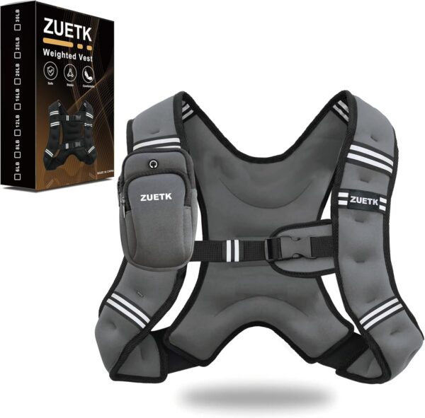 Weighted Vest, 6lb/8lb/12lb/16lb/20lb/25lb/30lb Weight Vest with Reflective Stripe, Weighted Vest for Men Women Workout Equipment for Strength Training, Running, Jogging, Fitness, Weight Loss