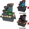Small Tabletop Waterfall Fountain Zen Meditation Fountain Indoor Desktop Water Fountain with LED Light and Natural River Rocks for Office Home Bedroom