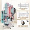 S1 Home Gym Storage, 3-Tier Workout Equipment Organizer with Wheels for Yoga Mats, Foam Roller, Dumbbells, Kettlebells, and Resistance Bands, 47.4" H x 27.5" W x 11.8" D, White