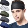 Mens Running Headband,5Pack,Mens Sweatband Sports Headband for Running,Cycling,Basketball,Yoga,Fitness Workout Stretchy Unisex Hairband